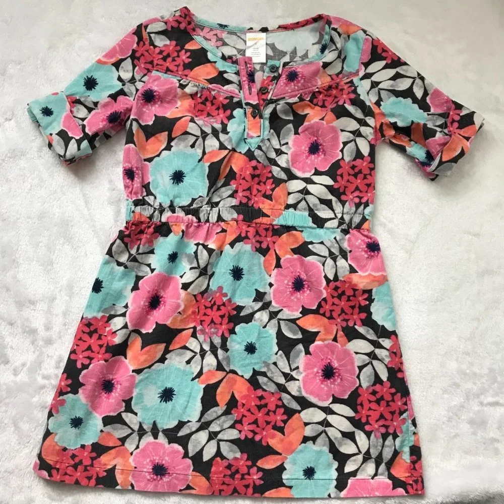 Gymboree Floral Corduroy Dress 100% Cotton Lightweight Girls Size 6 Multicolored